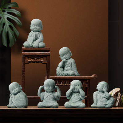 Mini bald little monk creative cute little novice ornaments garden bonsai rockery fish pond landscaping Buddha statue decoration