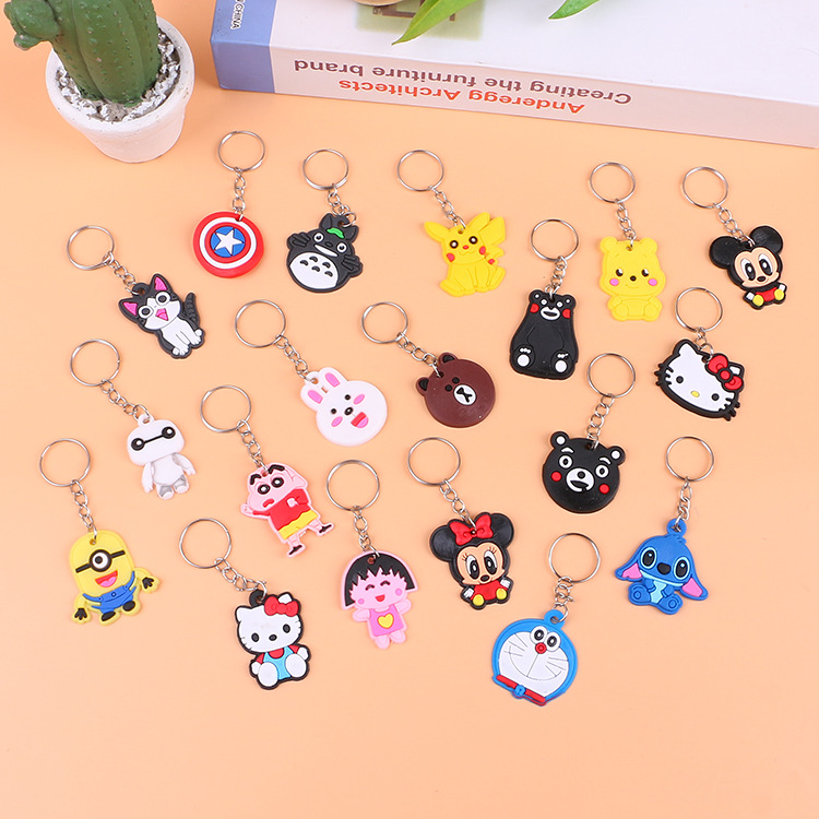 Cute Cartoon PVC Soft Rubber Keychain Small Gift Silicone Key Ring Pendant Pendant Bag Accessories Key Chain