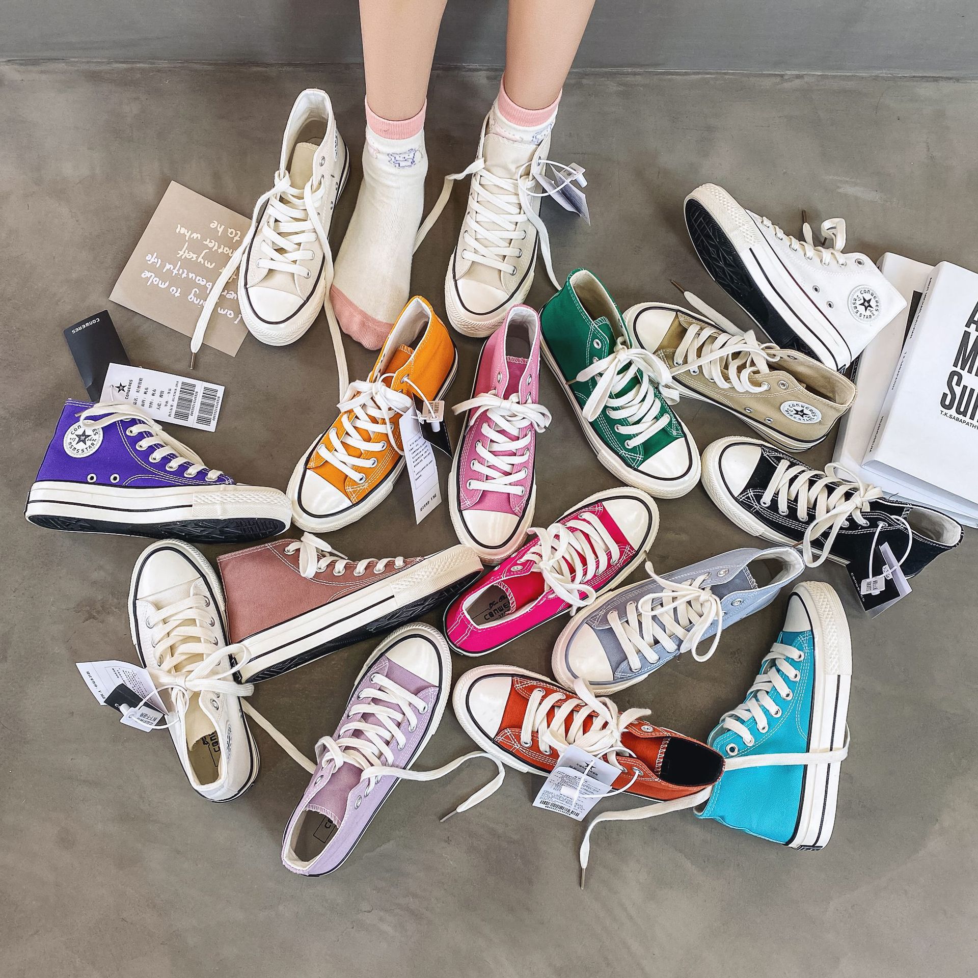 1970s high-top replica canvas shoes Harajuku ulzzang women's Korean-style ins All-match casual sneakers vulcanized shoes