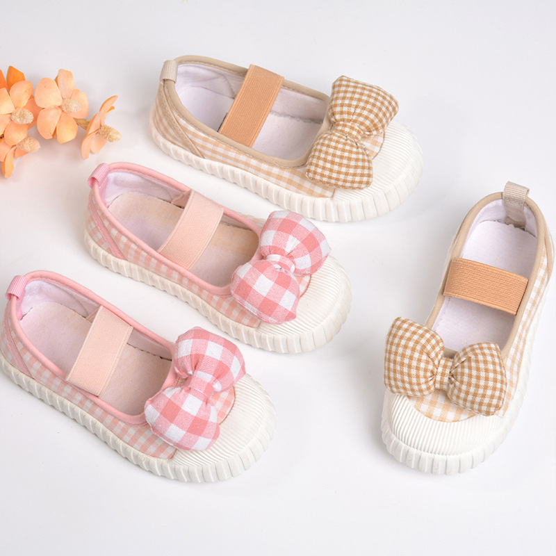 Foreign Trade Spring New Bow Baby Children's Canvas Shoes Korean Style Foot Girls' Children's Kindergarten Children's Shoes