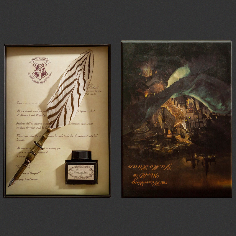 Academy of Magic Peacock Quill Pen Set Harry Potter Owl Quill Pen Gift Box Vintage Dip Pen