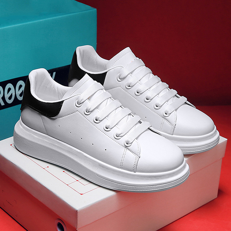 McQueen couple white shoes male and female student shoes Korean fashion all-matching shoes thick bottom casual height increasing board shoes wholesale