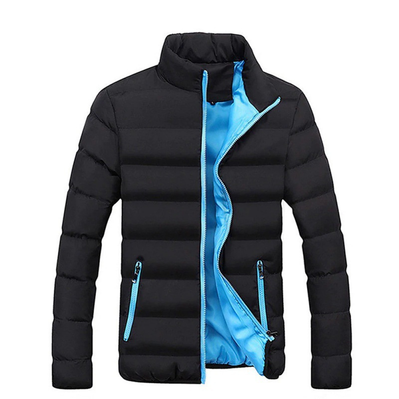 2023 Winter foreign trade new men's cotton-padded jacket men's thickened solid color stand collar zipper