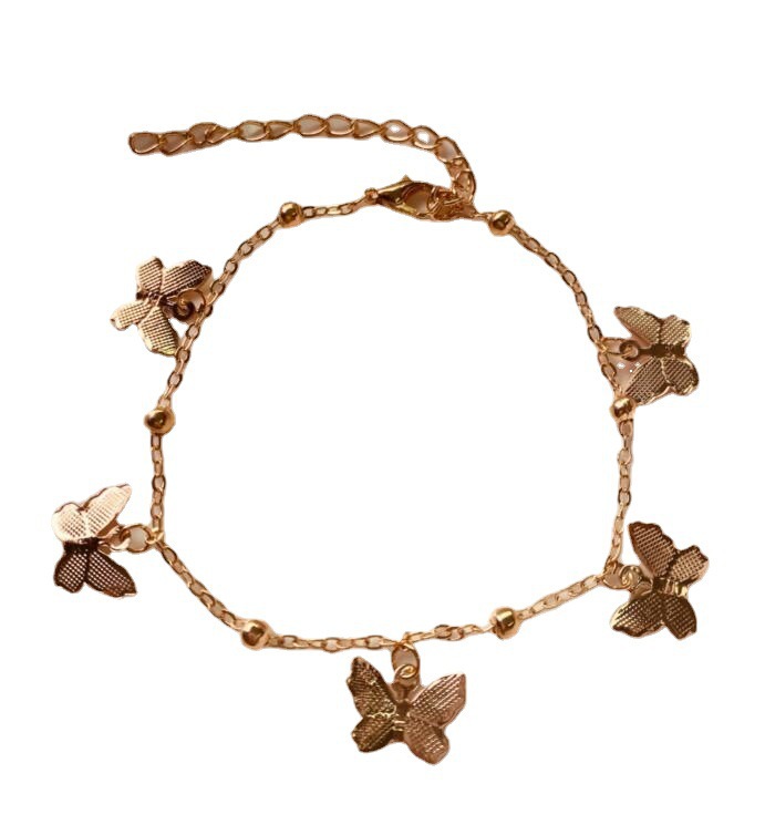 Europe and the United States cross-border metal jewelry new beach anklet hollow butterfly pendant handmade anklet accessories spot wholesale