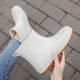 Women's Rain Boots with Soft Sole New Arrival Korean Style Short Water Shoes Waterproof Non-Slip Flat Rubber Shoes Fashionable Outer Wear Mid-Length Rain Boots
