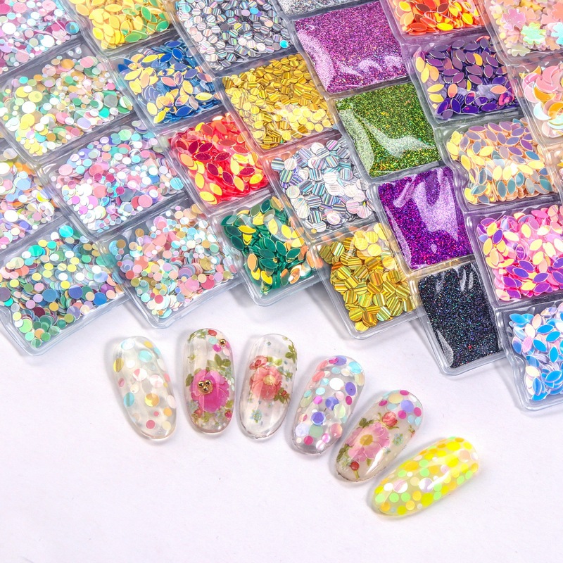 6-compartment bag nail art sequins candy color laser glitter patch face makeup stage makeup nail DIY jewelry wholesale