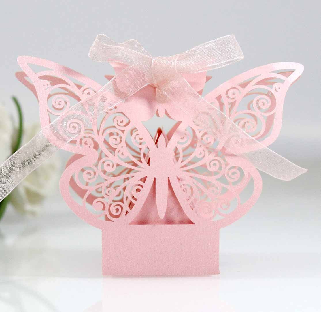 Amazon European wedding candy box chocolate box laser hollow pink butterfly candy box spot wholesale