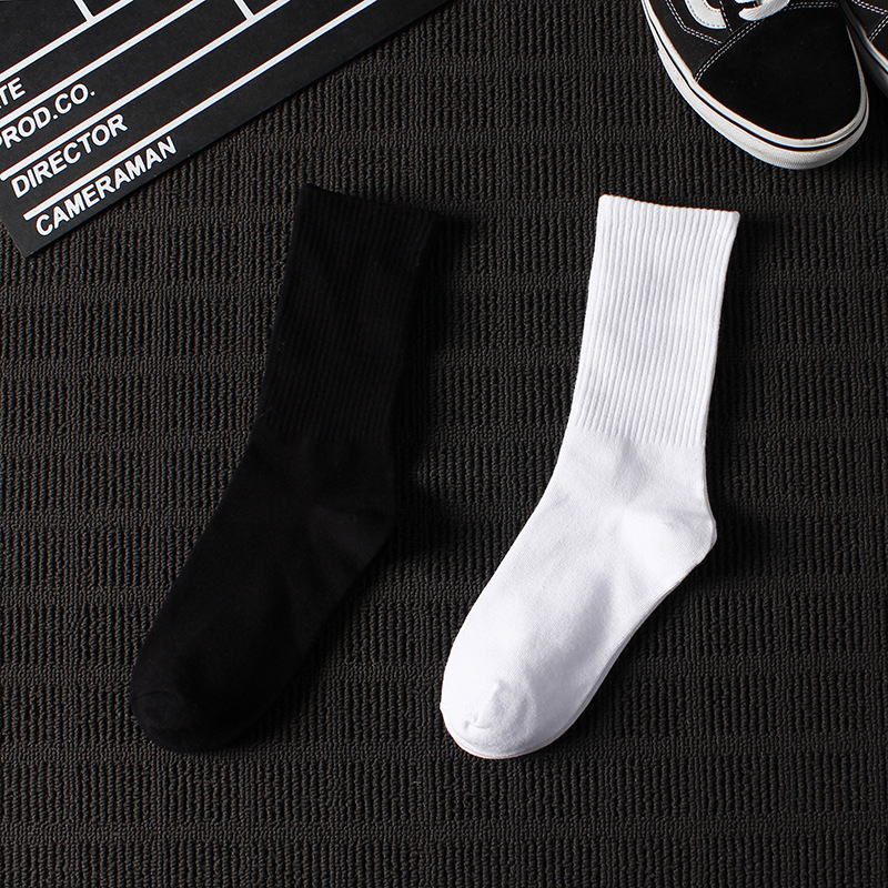 Socks Men's Trendy Long Tube Sweat Absorbing Breathable Cotton Sports Socks Boys Running Fitness Cotton Basketball White Socks Men's High Tube