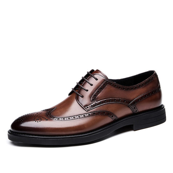 2023 Autumn New carved brogue British Korean style business formal leather shoes men's all-match bridegroom wedding shoes