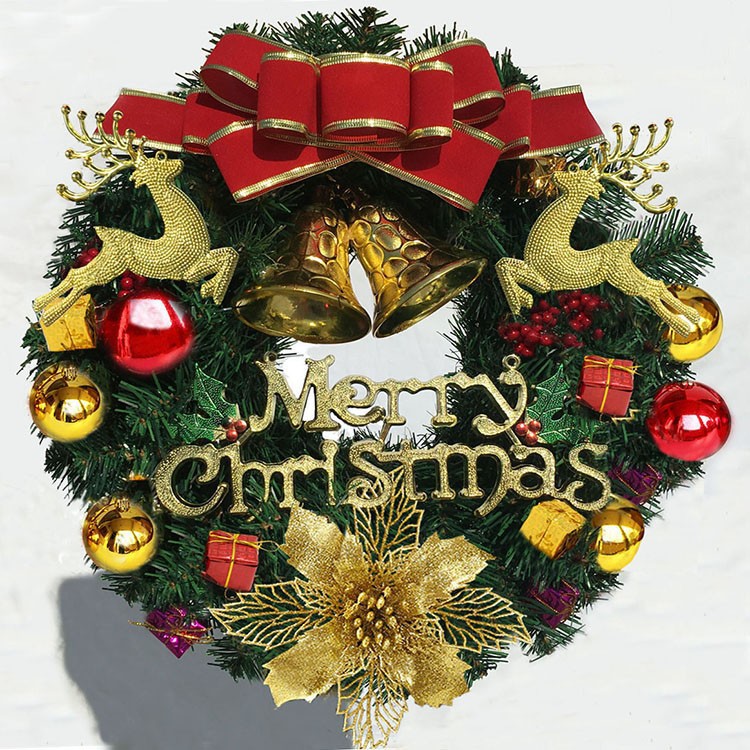 2023 cross-border hot sale with lights Christmas wreath rattan 60cm 50cm Christmas decorations size can be set_voghion.com