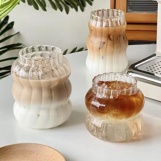 New transparent glass cloud Cup household milk breakfast cup ice American latte cup juice cold drink drinking cup