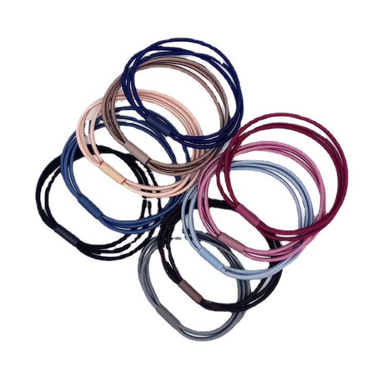 Three-line one Korean version of small fresh black three-in-one hair ring color head rope high elastic base rubber band hair rope