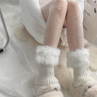 Mao Mao Socks Women's Autumn and Winter Thickened Warm Short Leg Cover Striped Heap Hacked Shannon Socks Turn-over Knitted Wool Foot Cover
