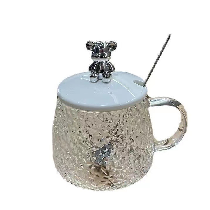 ins Internet celebrity hammered Bear Cup coffee milk water cup with handle breakfast glass Glacier mark gift Cup