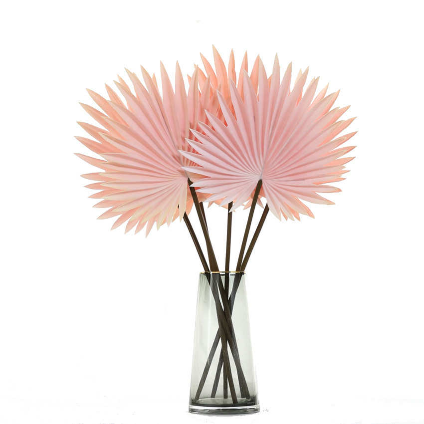 Artificial flower palm leaf sunflower fan PU fake flower wedding decoration background PU Fan home art decoration