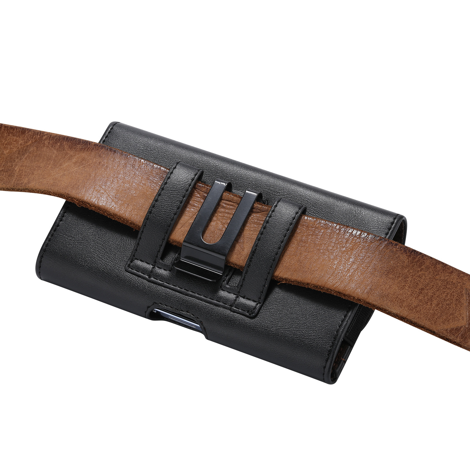 Suitable for 14Pro men's horizontal flip belt multi-function card hanging waist magnetic mobile phone waist bag leather case