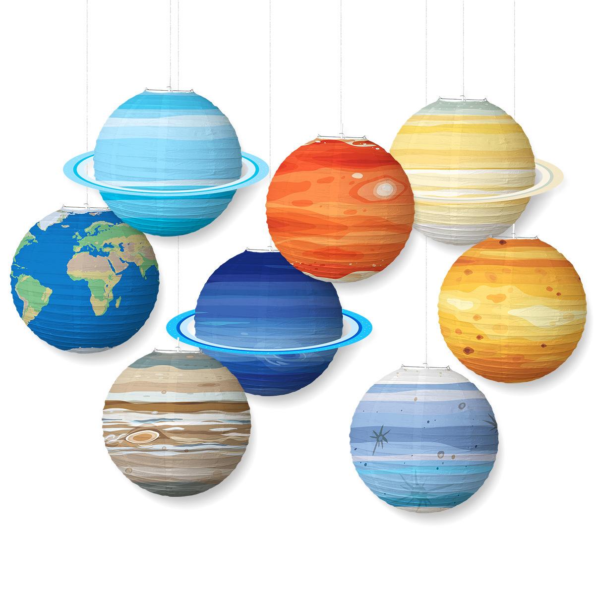 Creative Planet paper lantern Diy handmade round lantern foldable children's birthday starry sky theme party ornaments