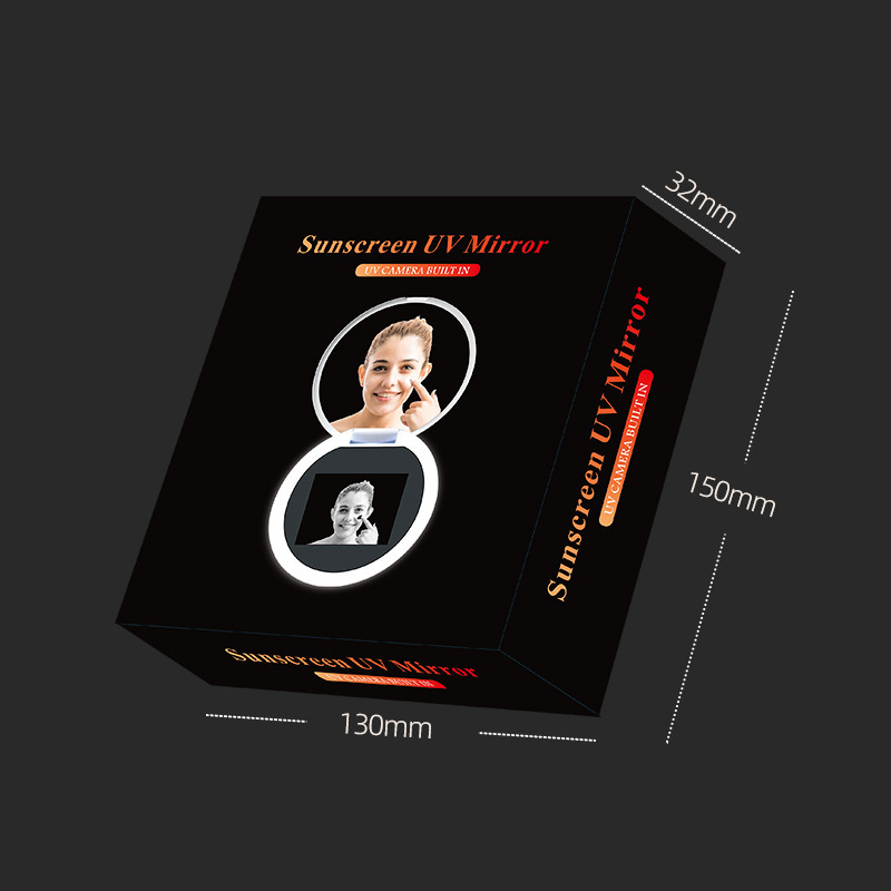 Smart sunscreen UV makeup mirror handheld led beauty skin detector portable rechargeable makeup mirror 