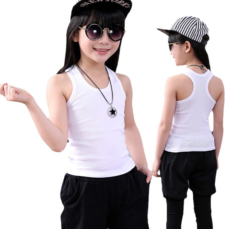 Children's Pure Cotton Boys' I-shaped Hurdle Girls' Small Camisole Underwear Summer Girls' Bottoming