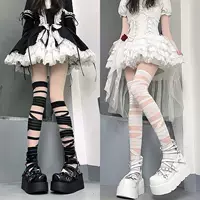 Японская Lolita черно-белая повязка с длинными трубками из проволоки JK униформа с длинными трубками через коленные чулки