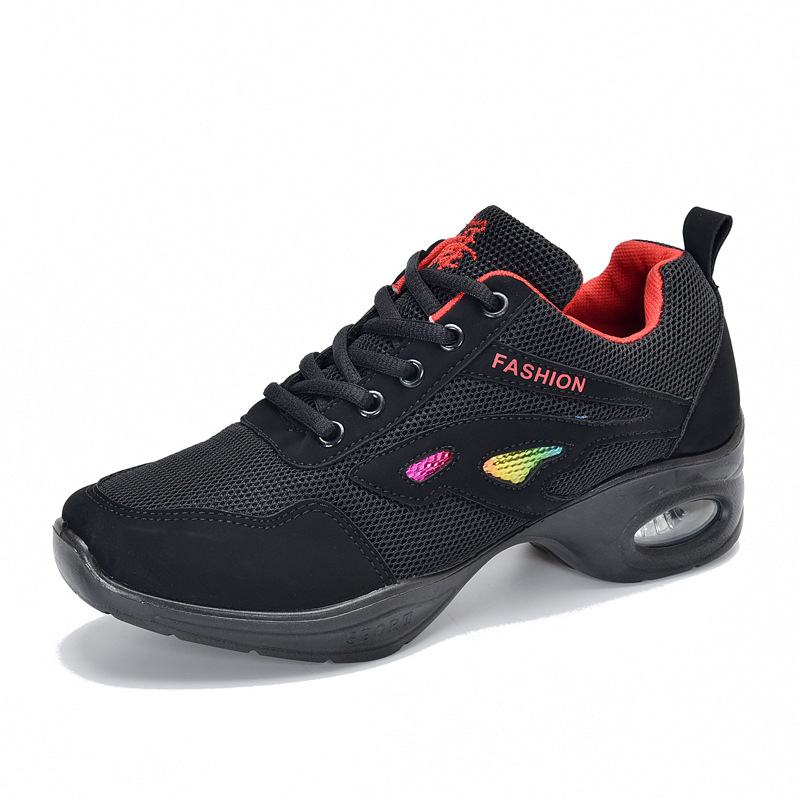 Square Dance Women's Shoes Soft Sole Mid-Heeled Dancing Shoes Dancing Shoes Four Seasons Double Mesh Sneakers Light Sail Dance Shoes Women