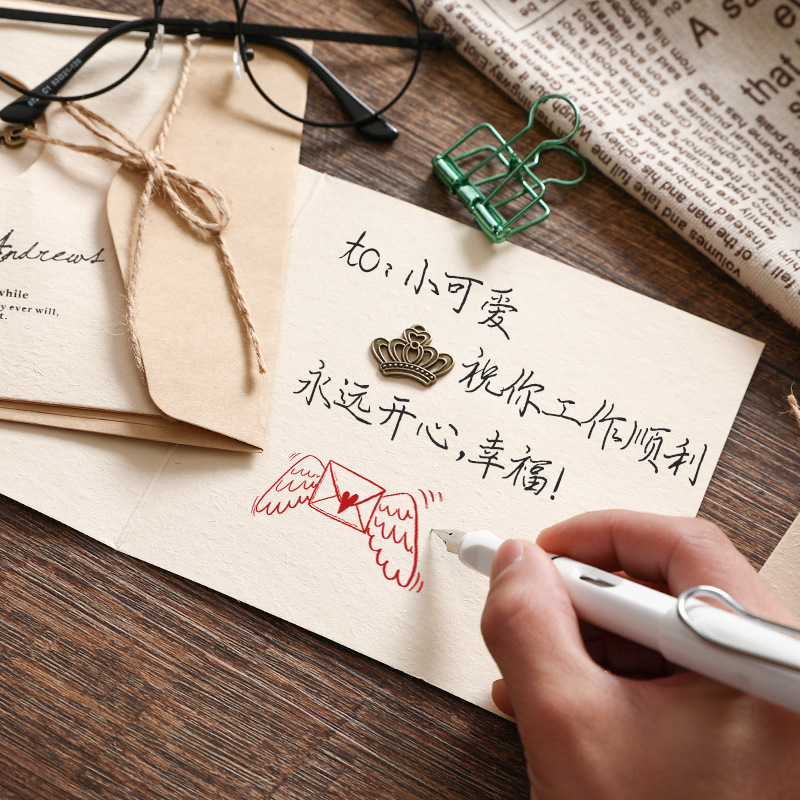 Creative zakka vintage metal greeting card DIY folding birthday blessing message card wholesale teachers Christmas