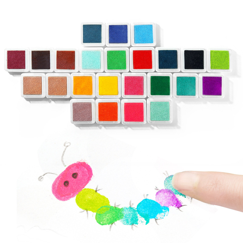 Finger painting graffiti printing table 3*3cm children's painted square printing table inkpad 24 color kindergarten palm painting printing table