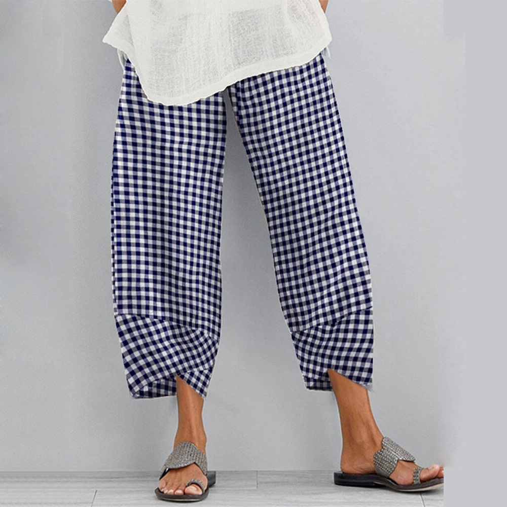 Cross-border 2023 Amazon AliExpress ebay new women's European and American sexy pants Plaid stitching