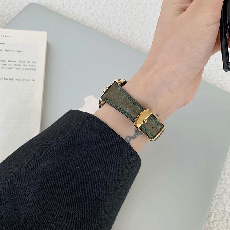 For Apple Watch S10 Strap High-grade Genuine Leather iwatch9876543se Generation Small Man Waist Autumn and Winter Leather