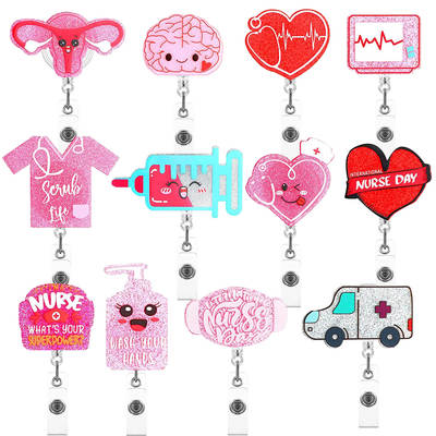 Acrylic Uterine Love Clothes Needle Mask Easy Pull Buckle Easy Pull Doctor Nurse Retractable Badge Reel