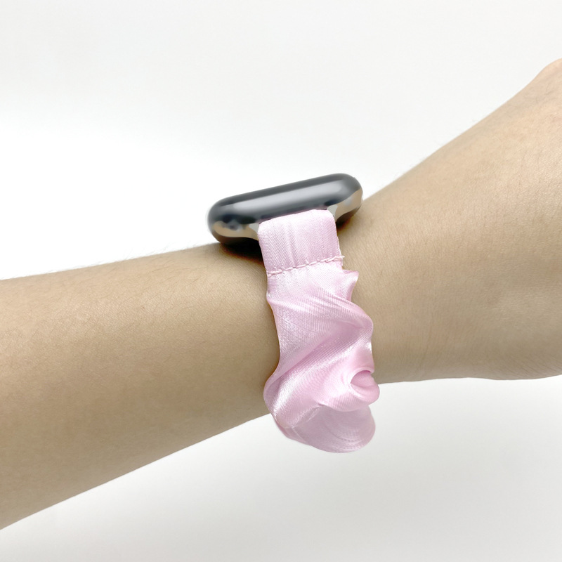 Summer new suitable for Apple watch Apple strap narrow edge solid color bright silk hair band strap