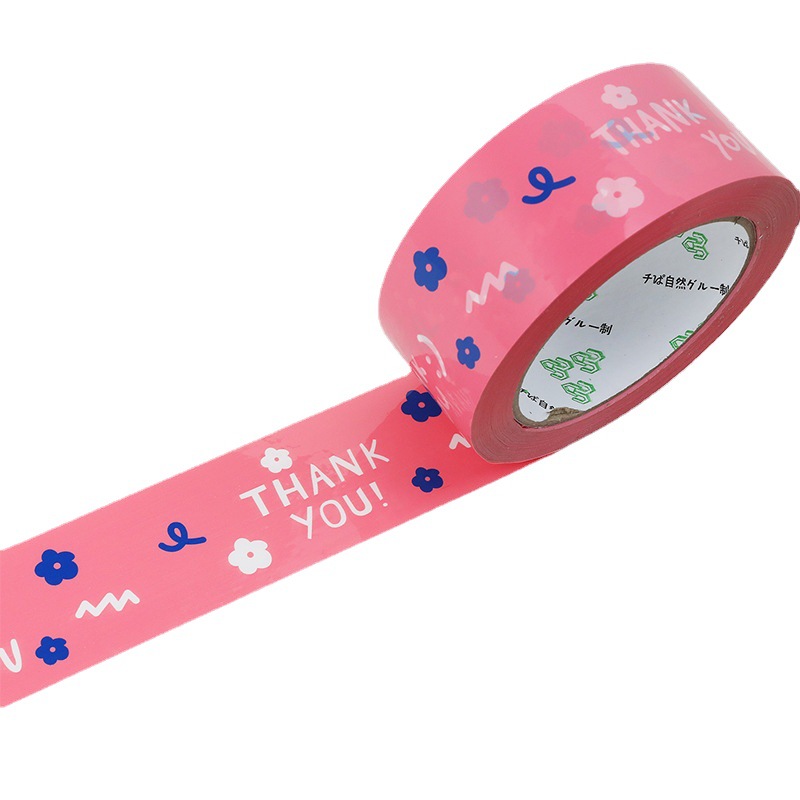 Warning words sealing tape thankyou printing sealing adhesive paper tape cartoon Pink cute packaging adhesive tape