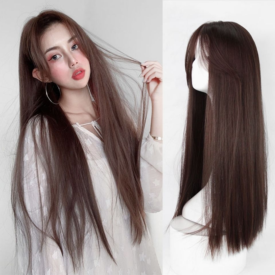 Parrucca Donna Lunga Lisci Capelli Di Media Lunghezza Cyber Celebrità Otto Caratteri Frangia Moda Soffice Naturale Parrucca Set Donna Testa Piena Realistico_voghion.com