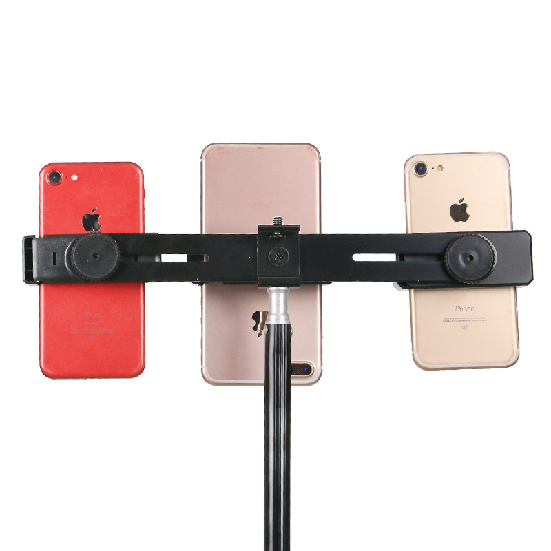 Live broadcast bracket accessories metal crossbar three-position mobile phone clip multi-platform live broadcast accessories multi-position mobile phone clip