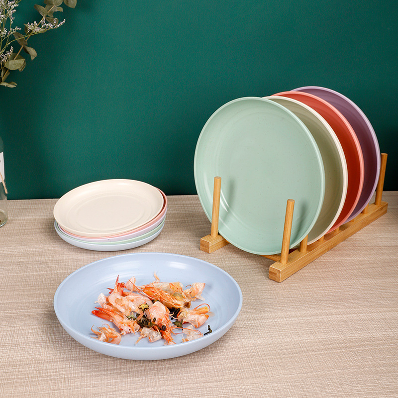 Wheat Straw Disc Household Plastic Fruit Dish Fiber Vegetable Snack Dessert Dessert Large Dinner Plate