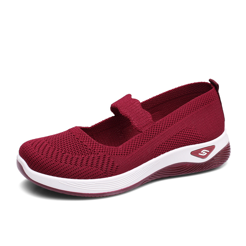 Spring and Summer new shallow mouth old Beijing cloth shoes soft bottom breathable slip-on flying woven breathable women's shoes summer mom shoes