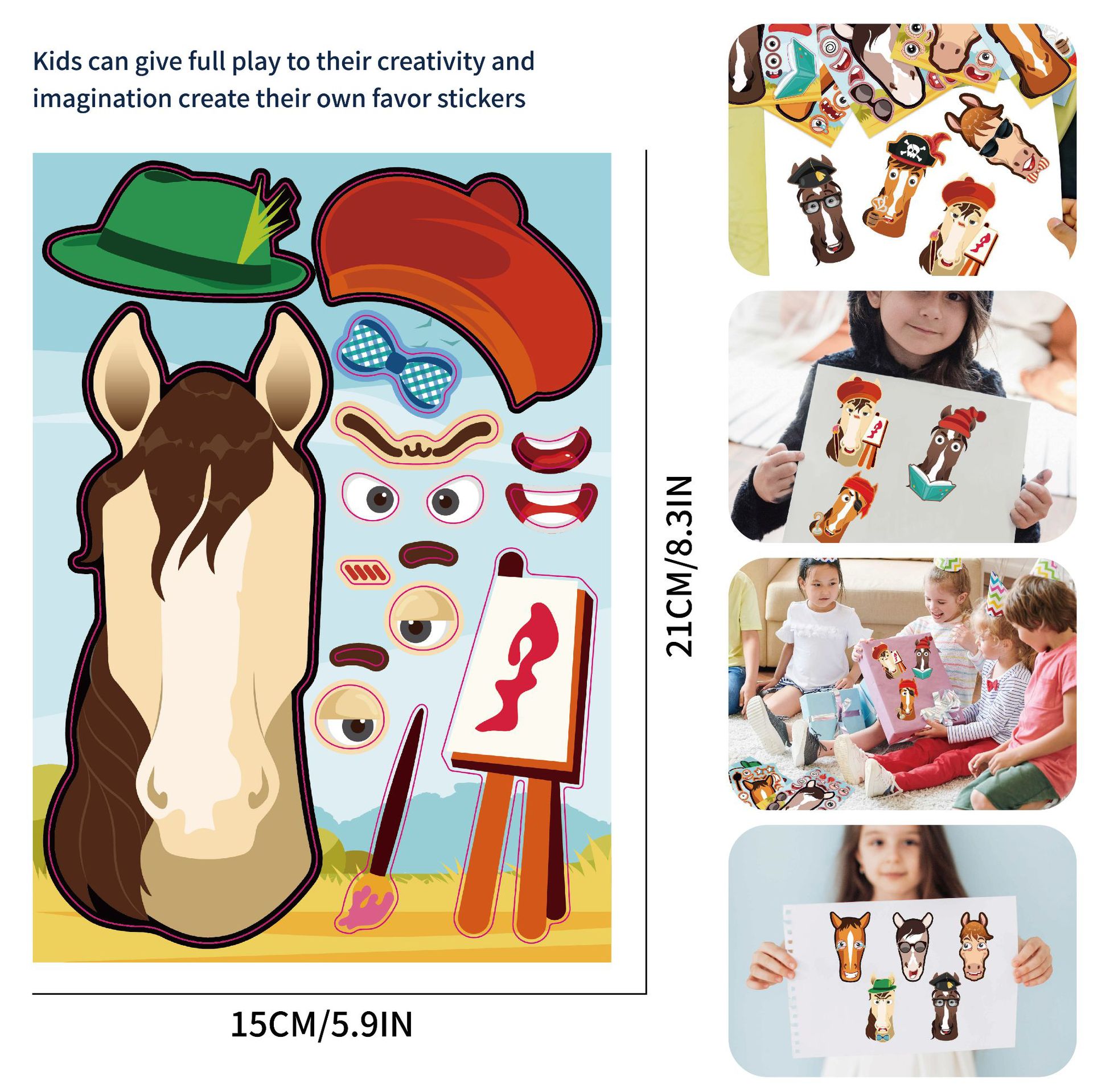 CM2306003 Amazon cross-border children's cartoon birthday party parent-child interactive elf horse toy sticker