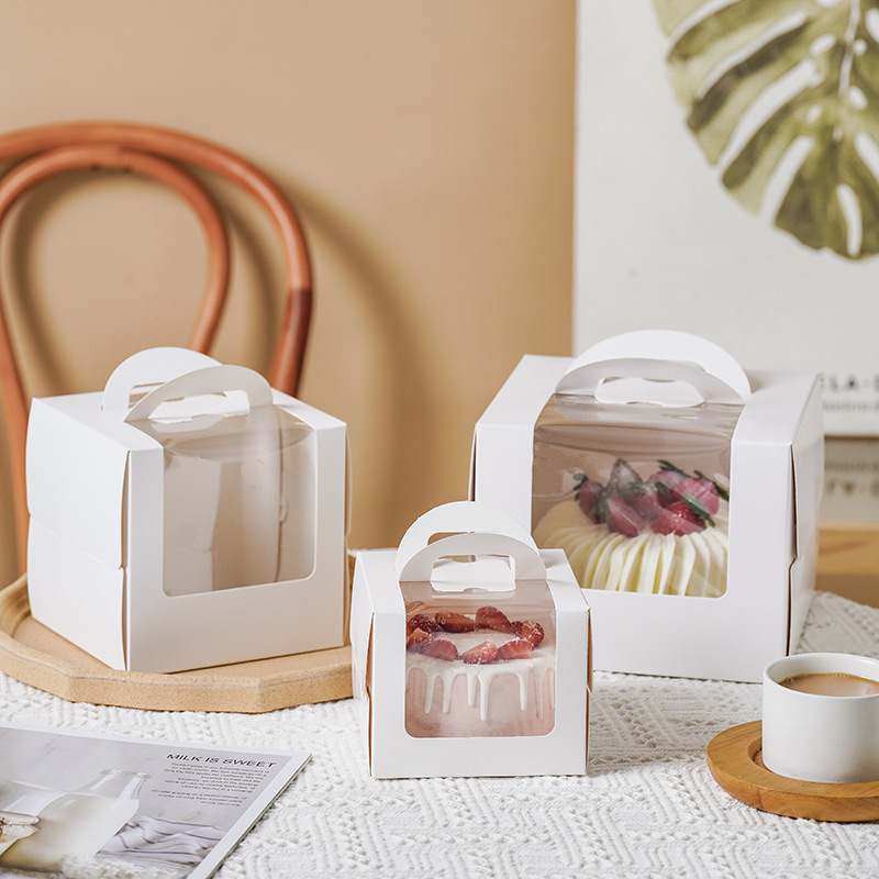 Four-inch cake box Korean style 4 5 6-inch portable mousse cake box window birthday cake box heightened