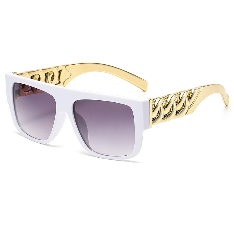 Fashion Sunglasses Big Gold Chain Gold Plated Twist Legs Punk Glasses Local Hero Street Showcase Sunglasses Foreign Trade Cross-Border