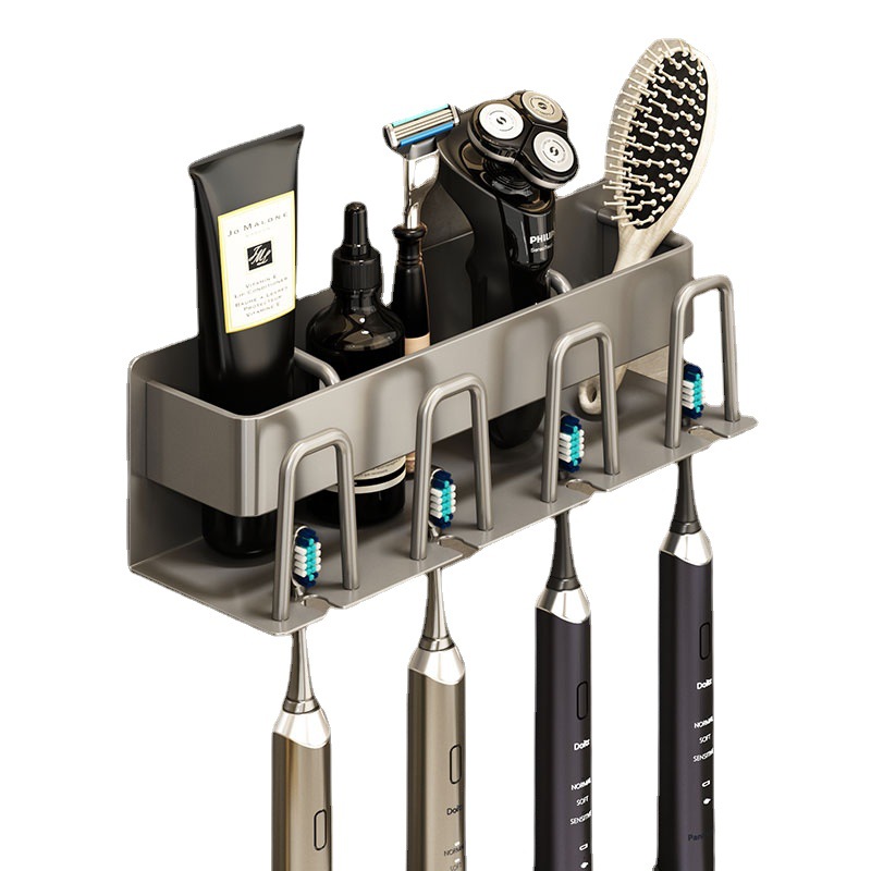 Bathroom Toothbrush Rack Toilet Hole-free Gargle Cup Wall-mounted Storage Rack Electric Toothbrush Rack