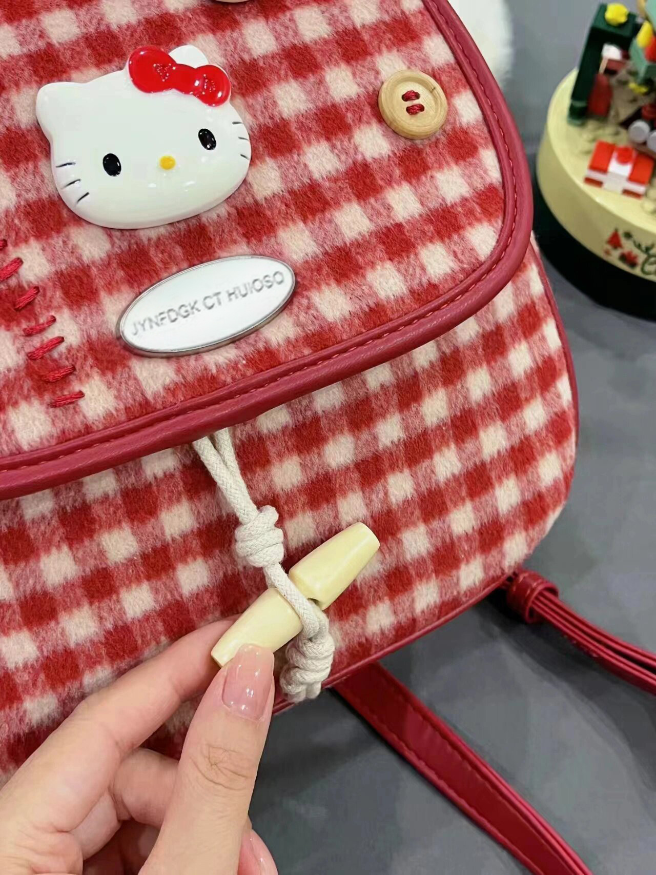 KT retro red plaid small backpack for women 2023 new bag mini travel lightweight portable backpack schoolbag