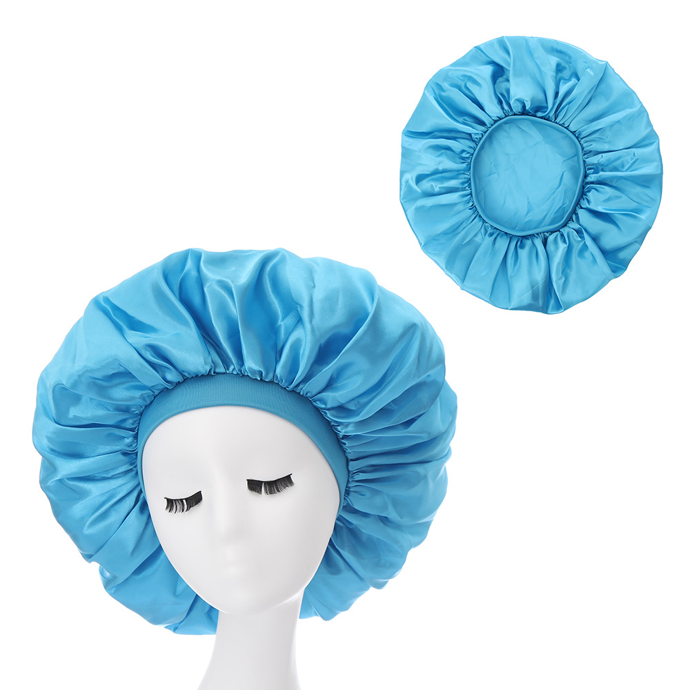 Extra large satin round hat elastic wide brim nightcap solid color chemotherapy hat