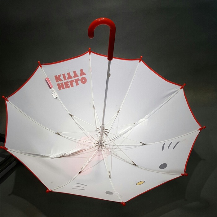 Korean Genuine hello Cat Long Handle Umbrella Children's Sunny Umbrella Cute Bow Ear Cat Umbrella Student Umbrella
