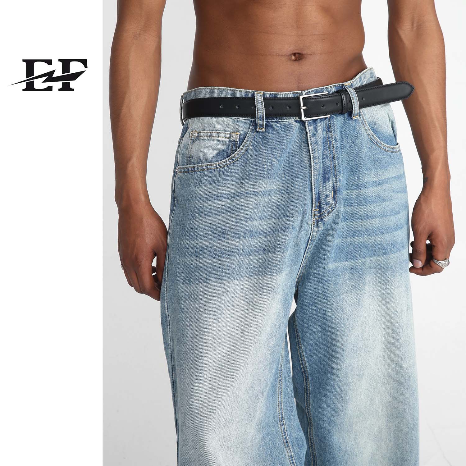 EF JEANS | 2023 new Korean version of loose Joker essential blue straight leg JEANS men's casual