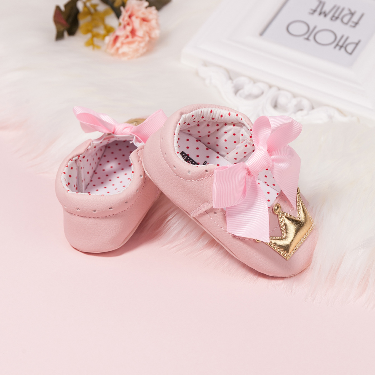 跨境新款 粉色公主蝴蝶结 防滑软底婴儿鞋学步鞋 baby shoes