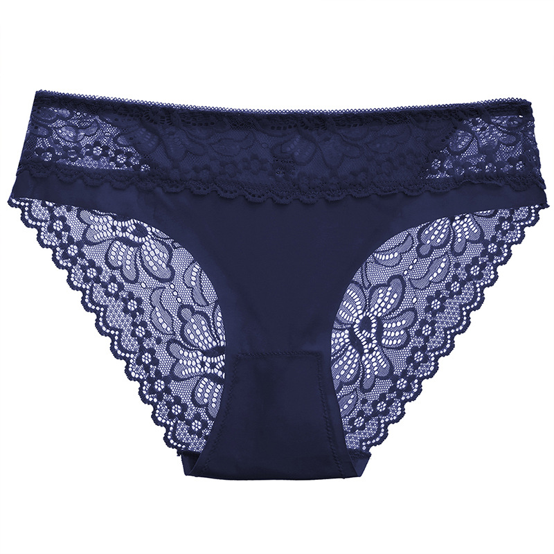 Cross-border popular stitching lace underwear Women's Ice Silk comfortable breathable women's briefs French romantic girl's pants