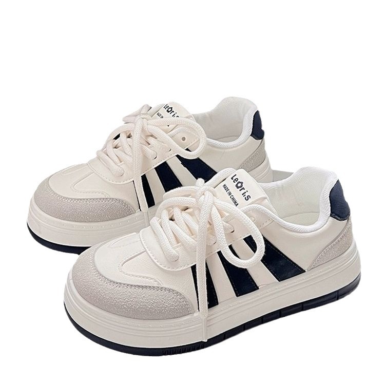 National fashion striped platform sneakers for women 2023 autumn and winter New Korean style ins fashionable all-matching casual white shoes for students