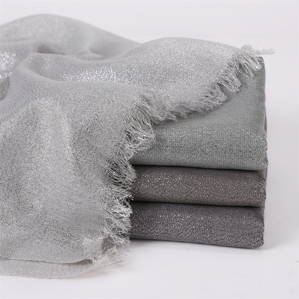 Cross-border international station new solid color rayon Gold Silver two short beard shawl women's scarf a generation of hair