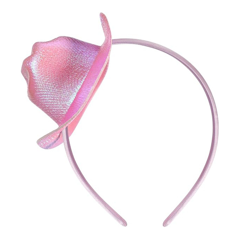 Pink Hat with Light Headband Cowboy Hat Mini Pink Headwear Holiday Headband Hat Pink Headband Hat