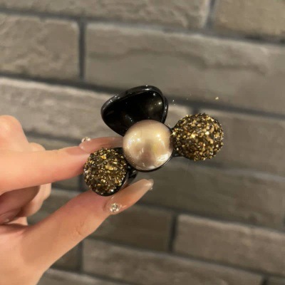 Leichtes Luxus-Design mit Perlen, Strass, Acryl, kleiner Greifer, modischer All-Match-Rückenlöffel, halbe Krawatte, Haarnadel, Pony-Clip_voghion.com